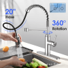 Kitchen Faucet - Spring Kitchen Sink Faucet with 3 Modes Pull Down Sprayer, Single Handle&Deck Plate for 1or3 Holes, 360¬∞ Rotation, Spot Resist Stain