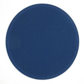 Large Silicone Honeycomb Pattern Round Heat Proof Mat Placemat Meal (Color: Dark blue)