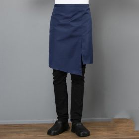 Waiter Half-length Apron Print And Embroidery Printing Embroidery Hotel Kitchen Western Restaurant Chef Work Half Apron (Color: Dark blue)