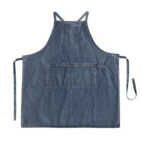 Cotton Thickened Denim Canvas Apron Household Bib (Color: Dark blue)