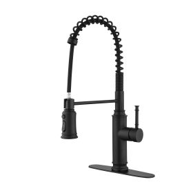 Kitchen Faucets Commercial Single Handle Single Lever Pull Down Sprayer Spring Kitchen Sink Faucet (Color: Matt Black)
