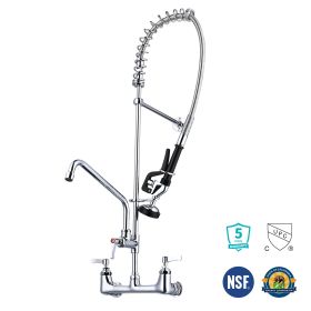 Wall Mount Pre-Rinse Faucet Kitchen Sink 36in Height Sprayer (Color: As Picture)